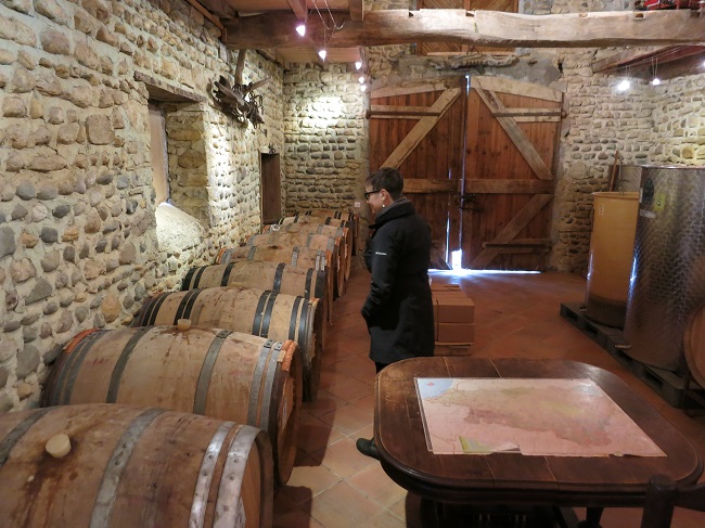 Tasting in the cave which formerly was the berger which housed livestock.