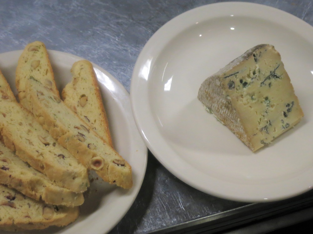 Cow's milk bleu cheese from Auvergne served with savory hazelnut-thyme biscotti
